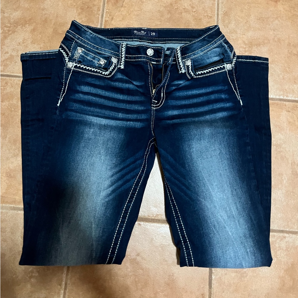 Women’s Miss Me size 29 length 32 dark blue crystal detail bootcut